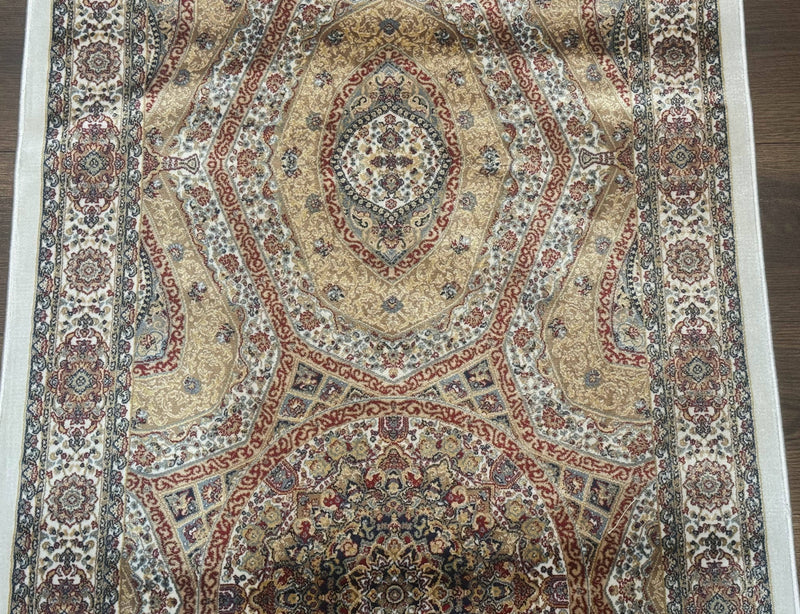 Turkish Silk Runner Rug 2.6 x 13, Dome Design, Hereke Runner, Bamboo Silk, New by Jewel Rugs