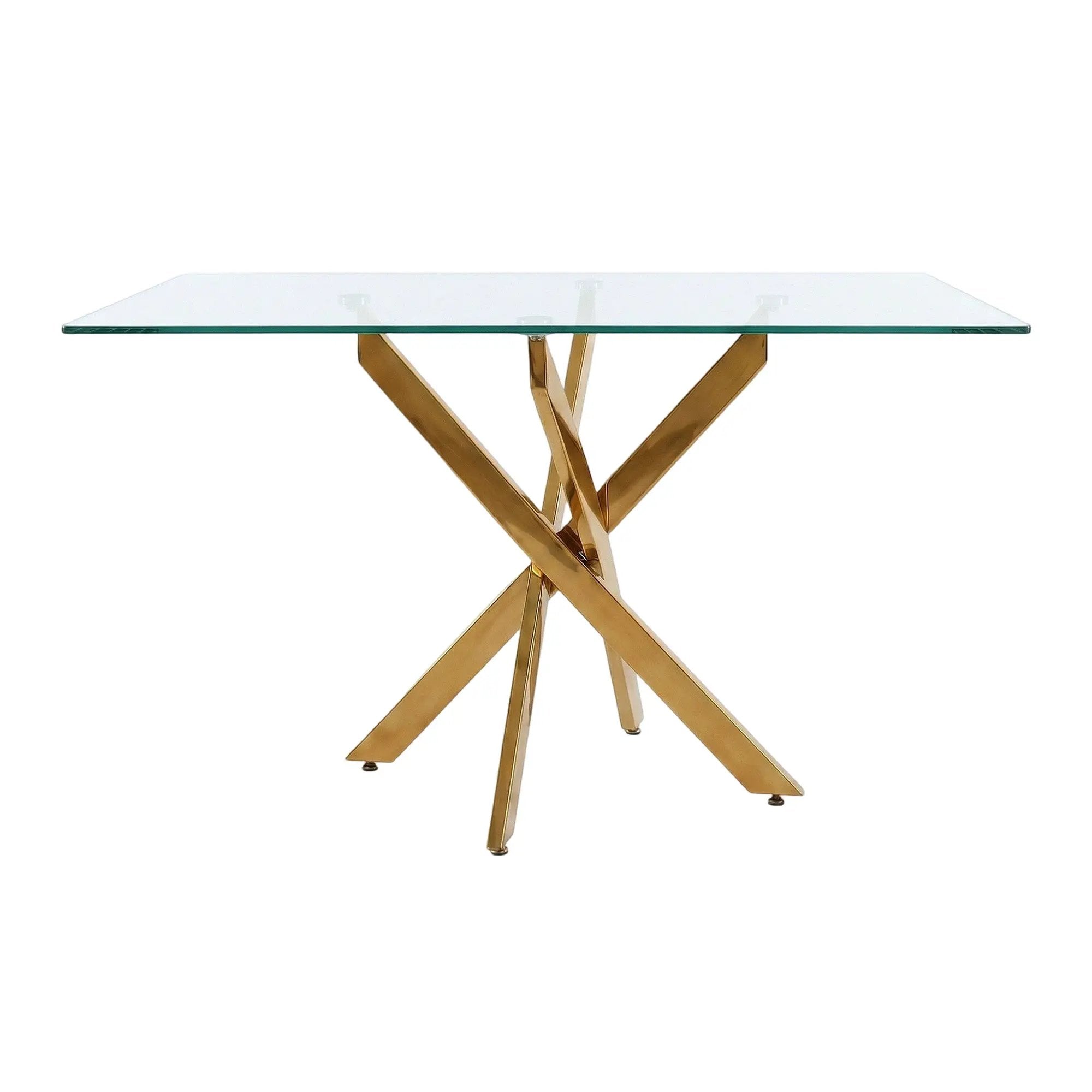 Rectangular Glass Dining Table with Gold-Plated Legs by HouseOfZazla