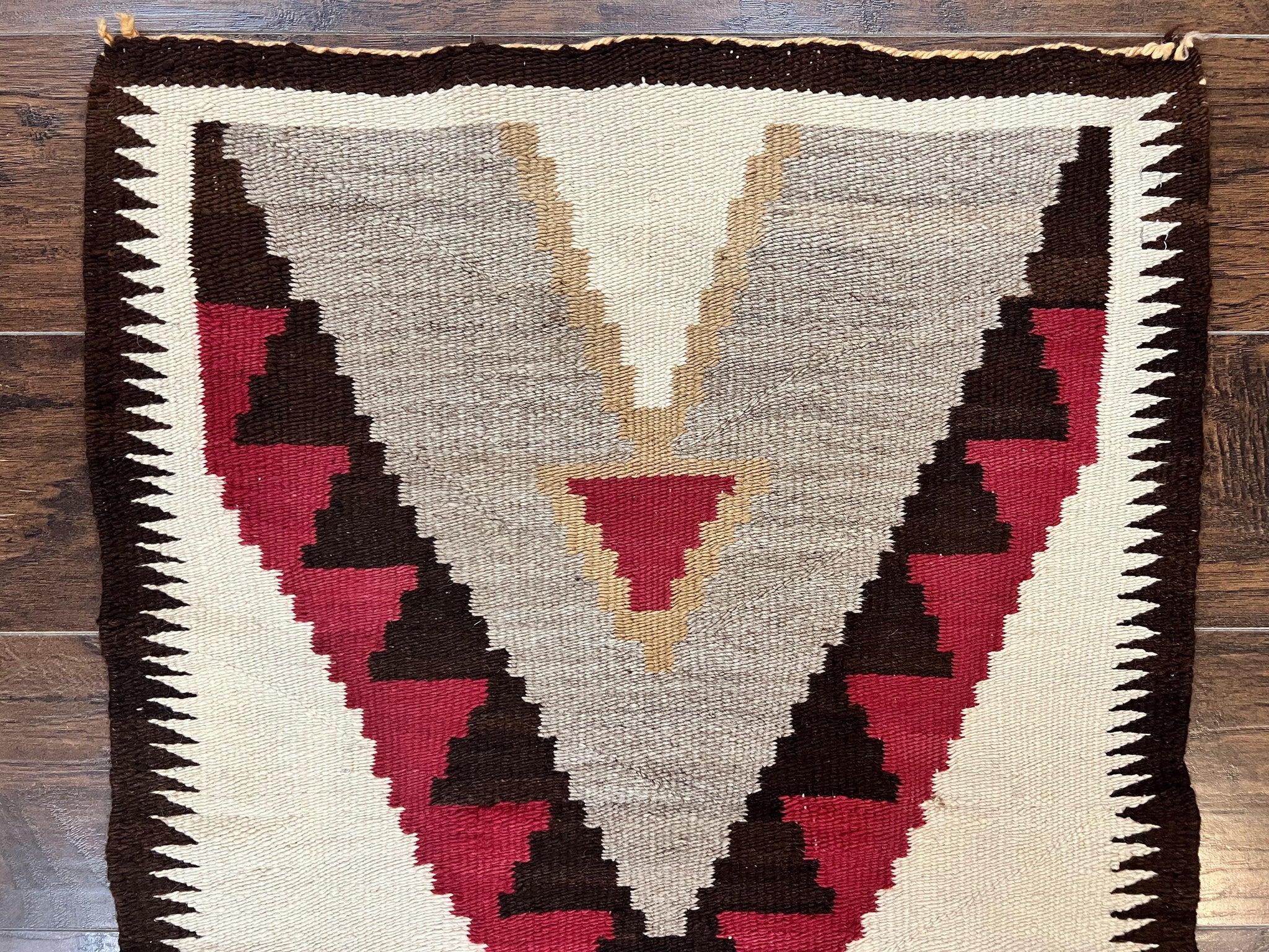 Antique Navajo Rug 2x4, Collectible Native American Wool Handmade Rug, Ivory Black Red Gray, Vintage Navajo Textile by Jewel Rugs