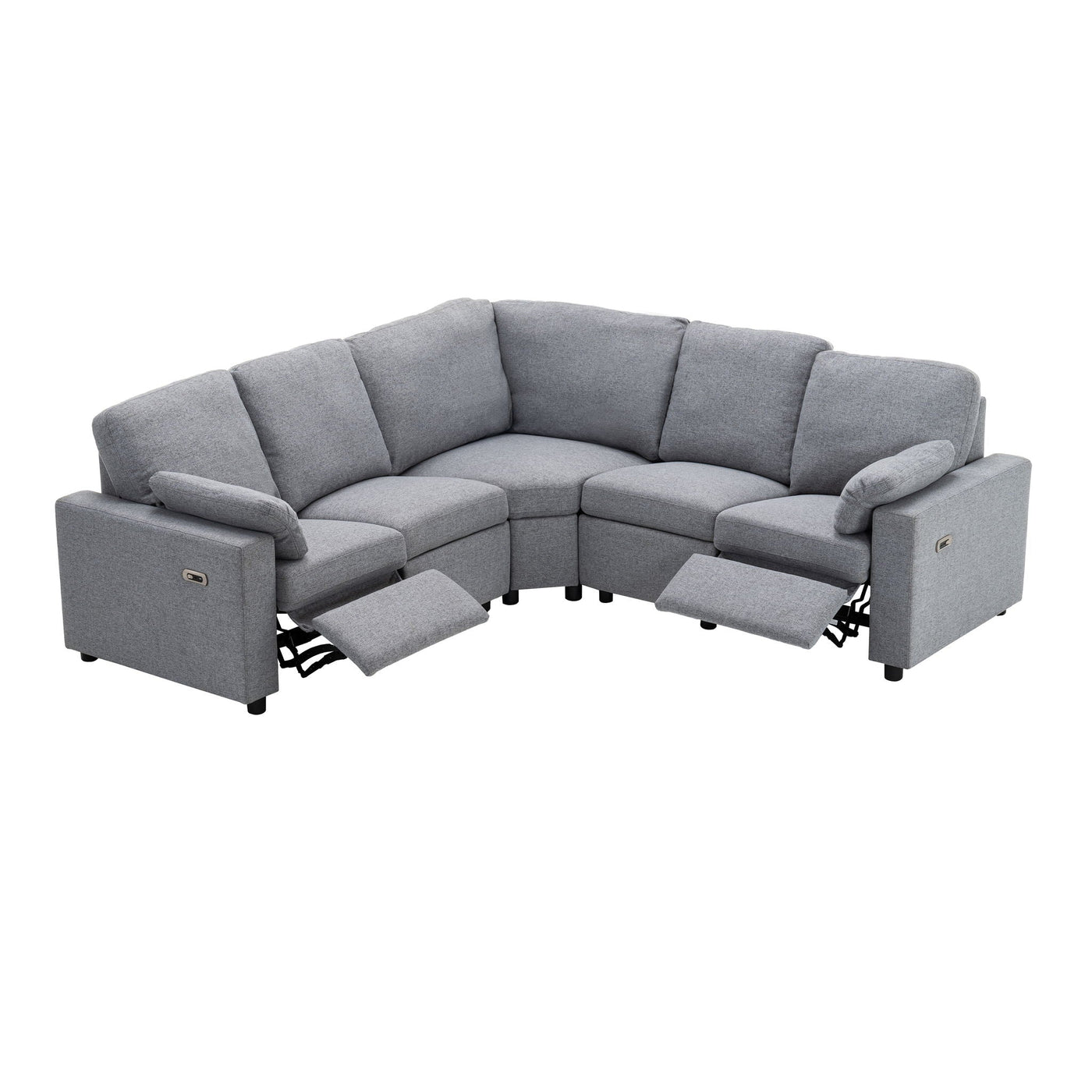Power Recliner Sectional Sofa Home Theater Reclining Sofa With Two USB Ports, Two Storage Drawers For Living Room by HouseOfZazla