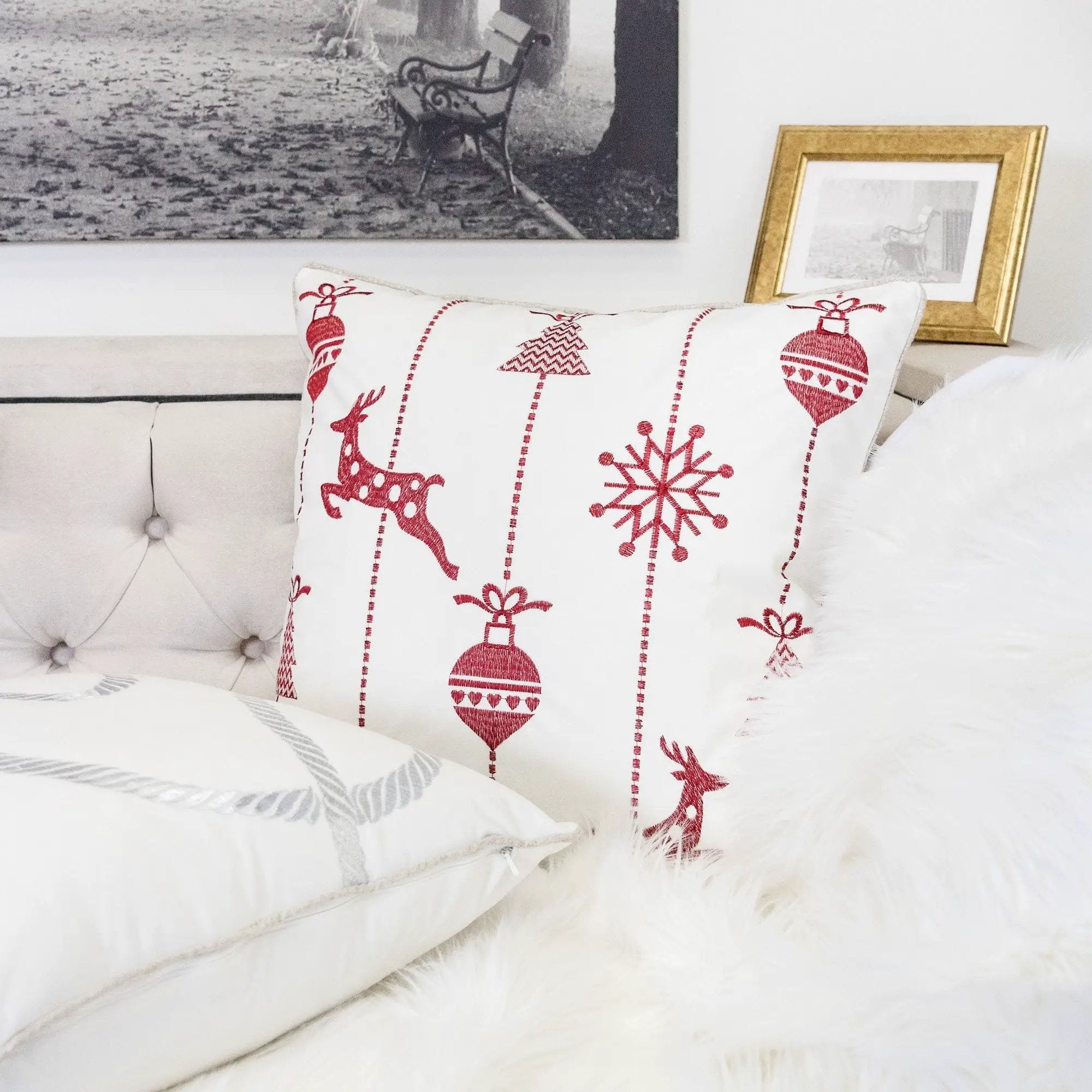 White Christmas Throw Pillow 20x20 by HouseOfZazla