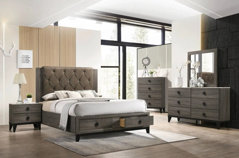 Avantika - Dresser - Faux Marble Top & Rustic Gray Oak by Unique Piece Furniture