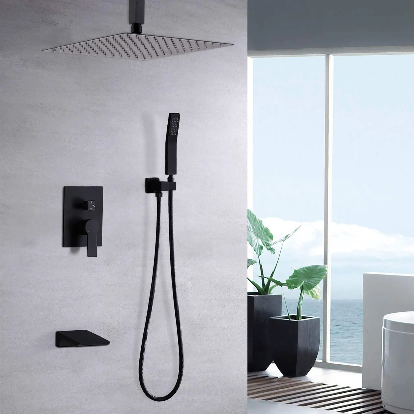 Wall Mount Shower System With High Pressure 10" Shower Head And Handheld by HouseOfZazla