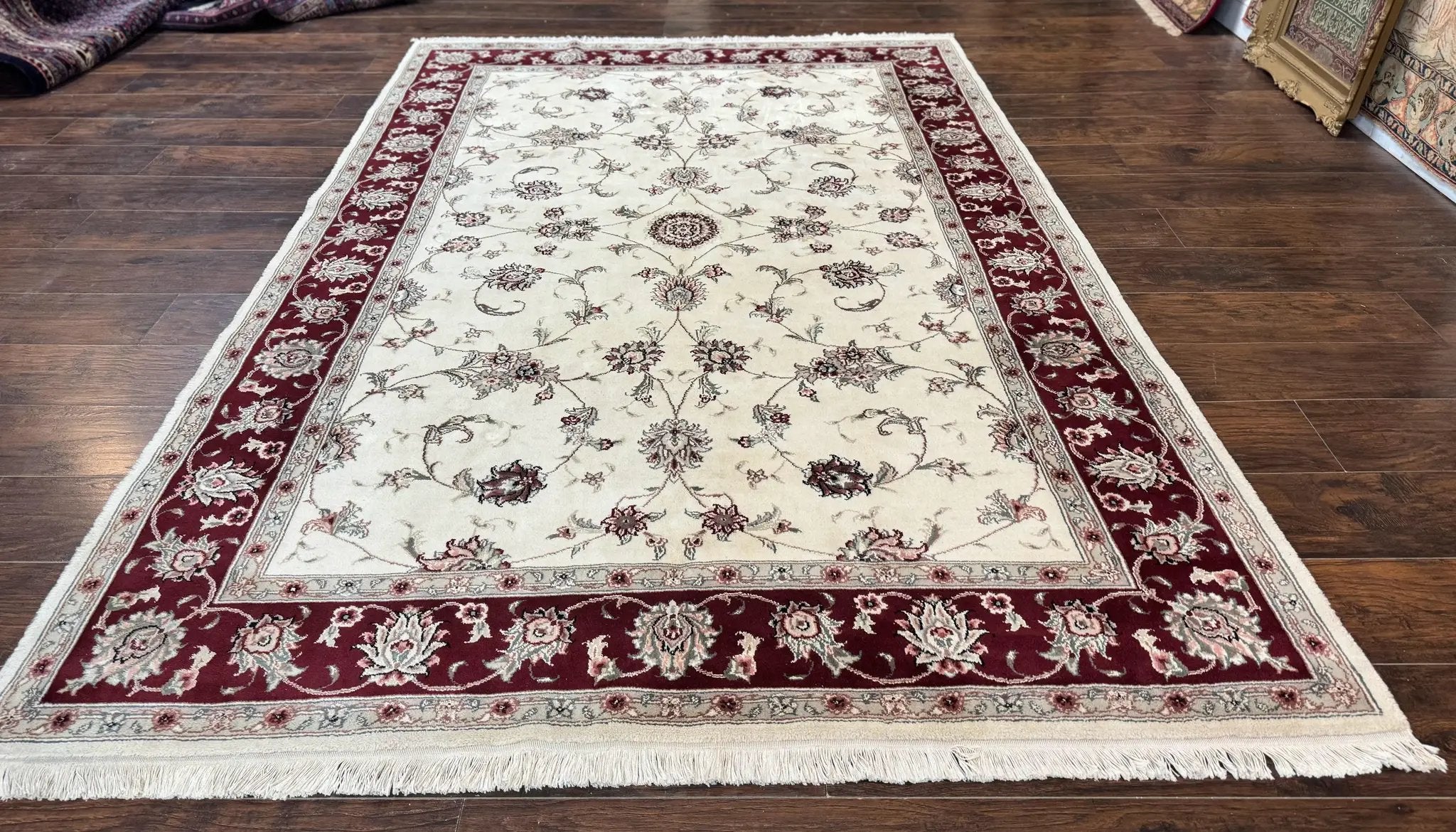 Ivory and Burgundy Pak Persian Rug 6x9 by Jewel Rugs