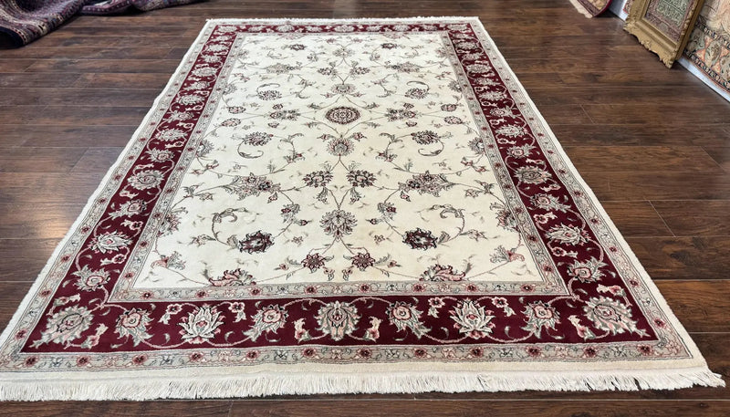 Ivory and Burgundy Pak Persian Rug 6x9 by Jewel Rugs