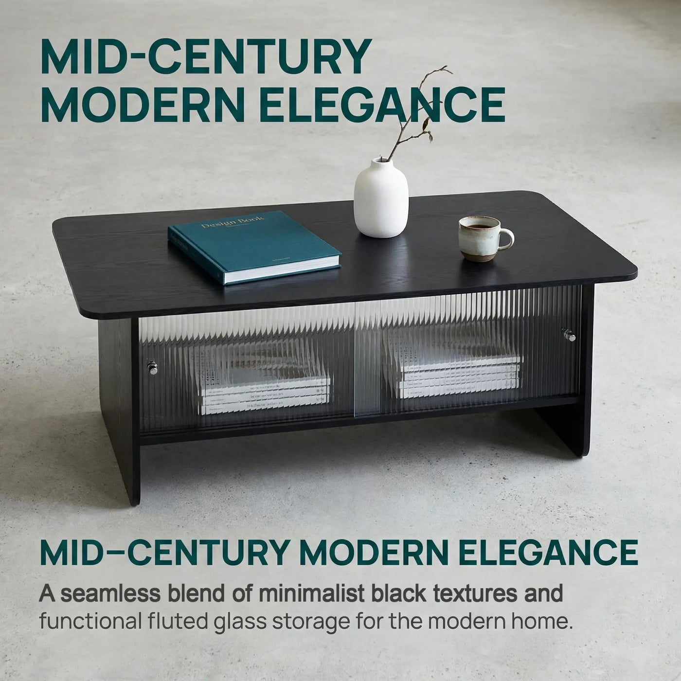 Rectangular Coffee Table With Sliding Door Storage Center by HouseOfZazla