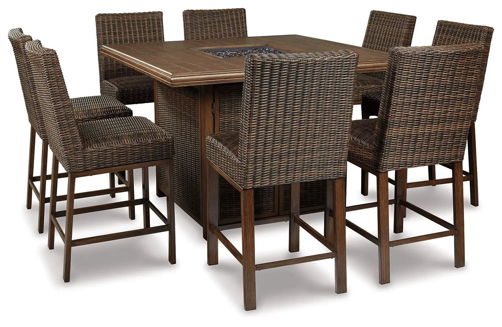 Paradise Trail - Square Bar Table w/Fire Pit - Medium Brown by Unique Piece Furniture