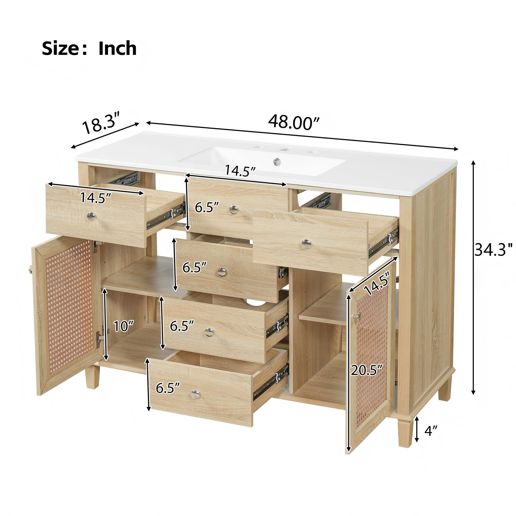 48-Inch Natural Rattan Bathroom Vanity by HouseOfZazla