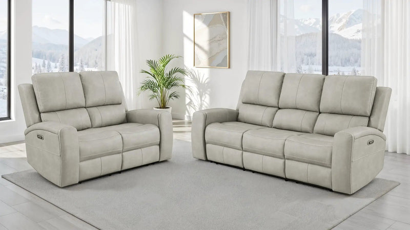 Brickston 2-piece Triple Power Reclining Sofa Set Grey by Unique Piece Furniture