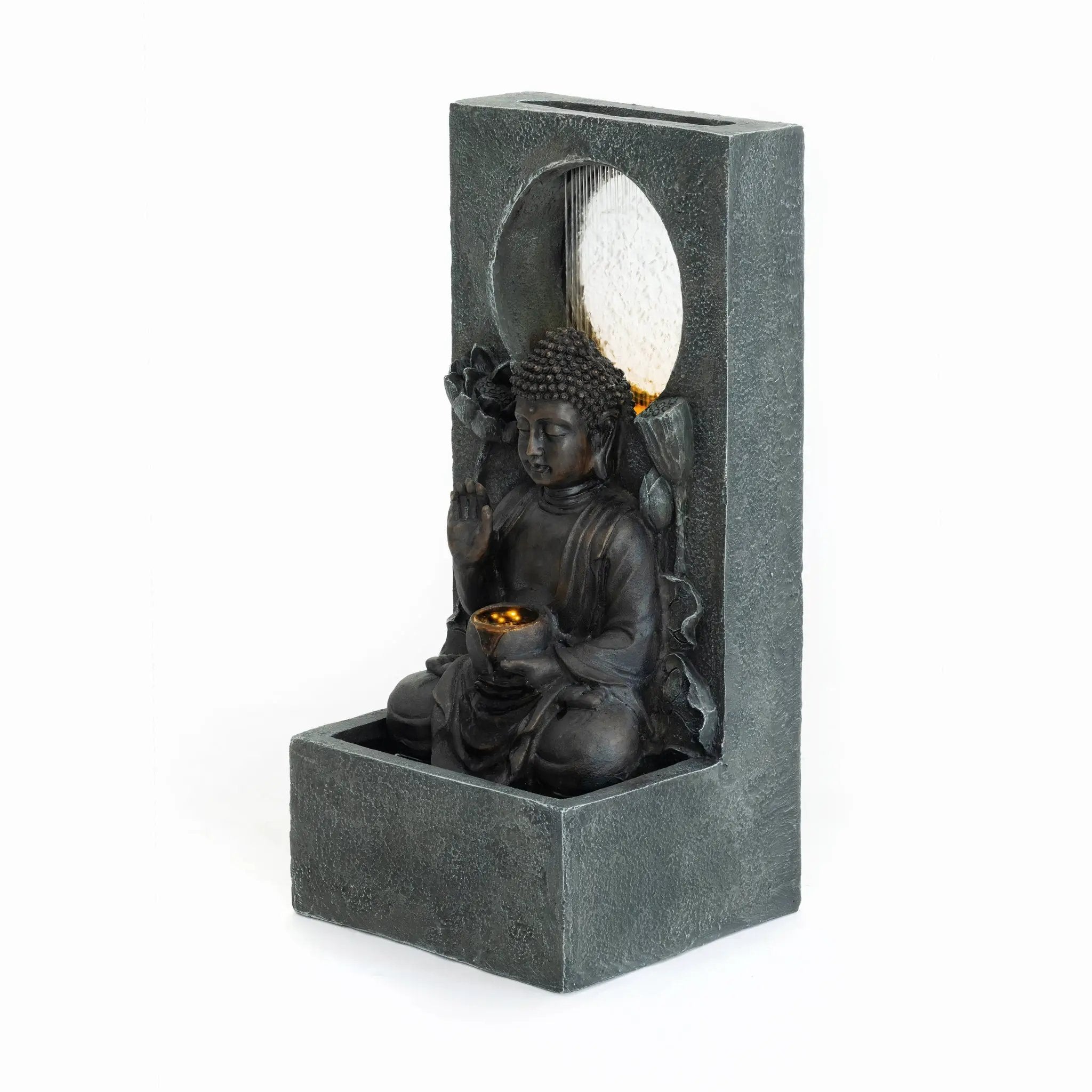 28" H Outdoor Buddha Waterfall Fountain by HouseOfZazla