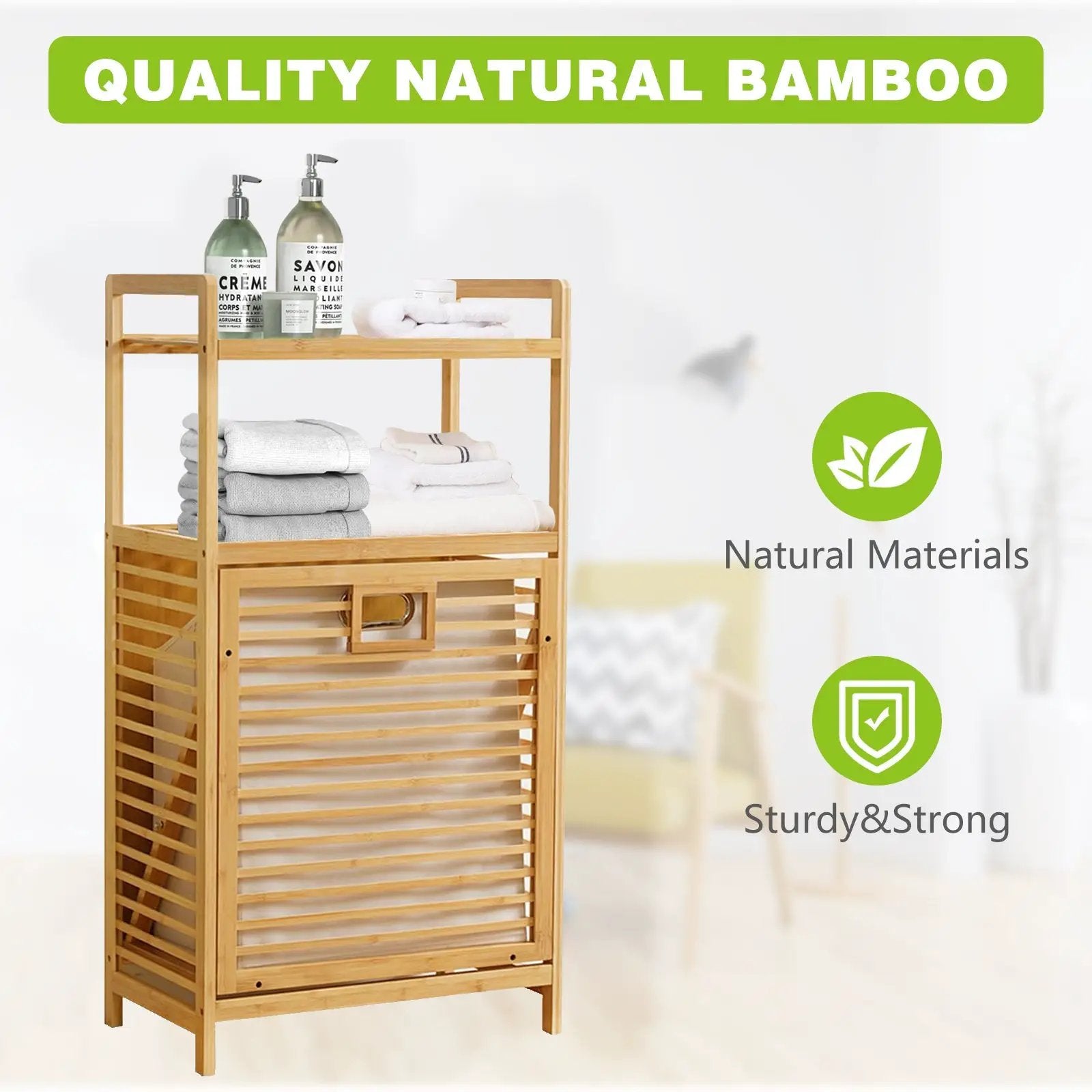 Laundry Hamper with 2-Tier Shelves & Tilt-Out Basket by HouseOfZazla