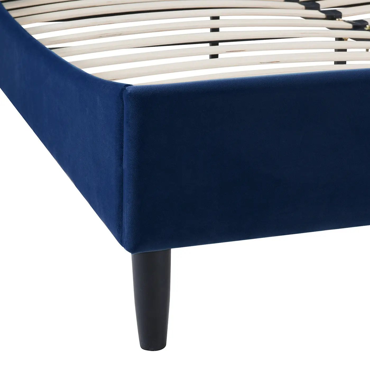 Aspen Vertical Tufted Headboard Platform Bed Set, Queen, Navy Blue Velvet by HouseOfZazla