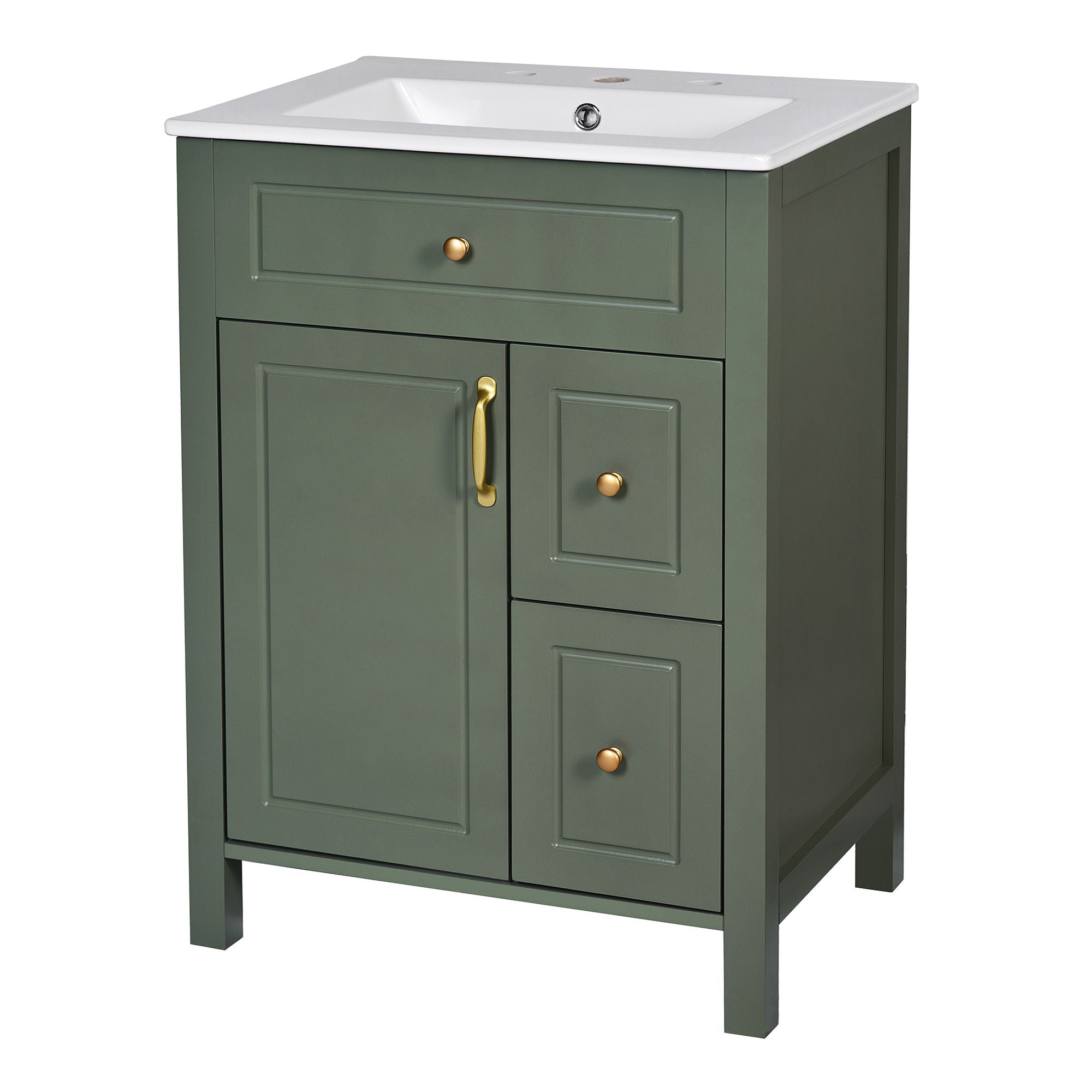 Elegant Bathroom Vanity With Ceramic Sink, Soft Close Doors And Drawers, Double Storage Racks by HouseOfZazla