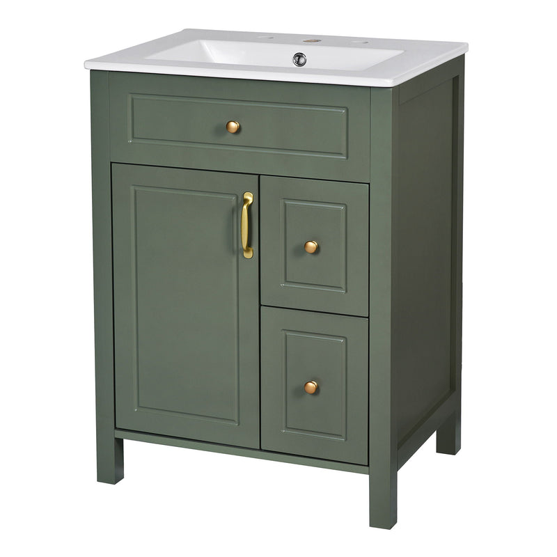Elegant Bathroom Vanity With Ceramic Sink, Soft Close Doors And Drawers, Double Storage Racks by HouseOfZazla