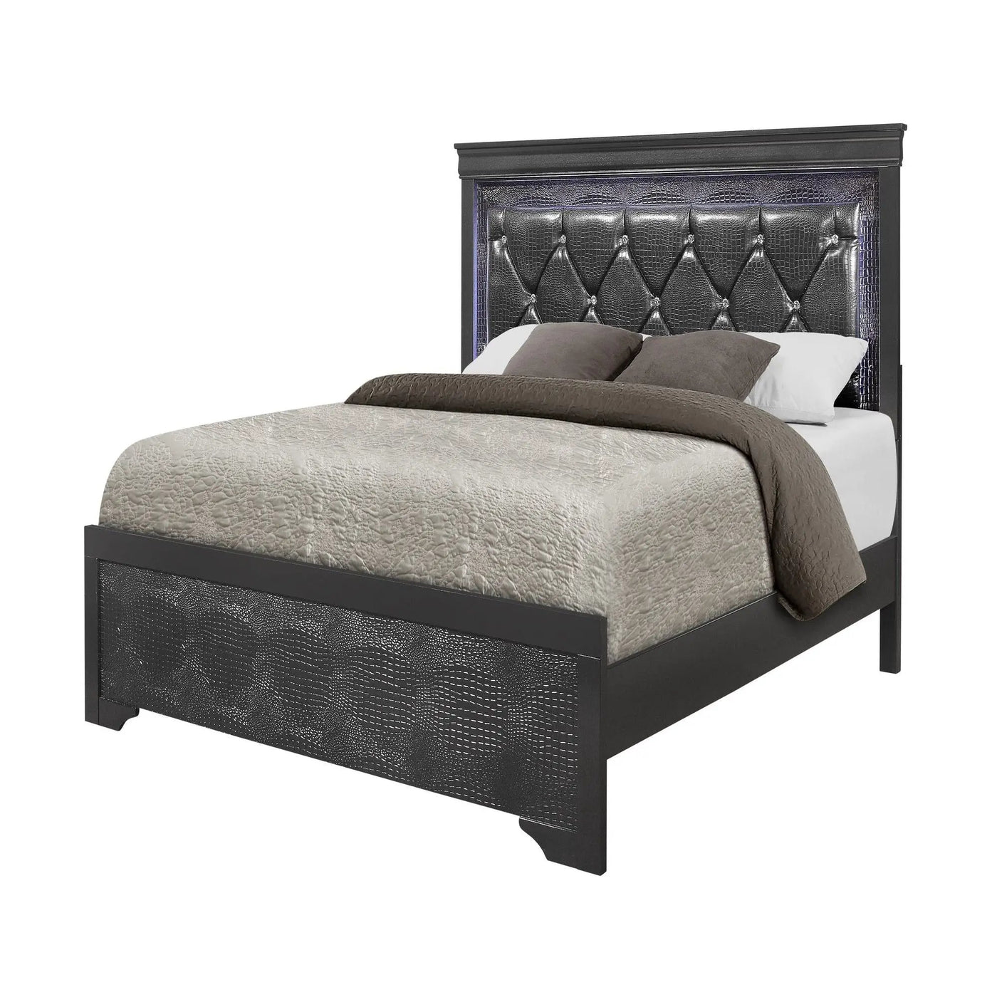 Shaker - Bed With LED Lighting And Crystal Inspired Tufted Headboard by HouseOfZazla
