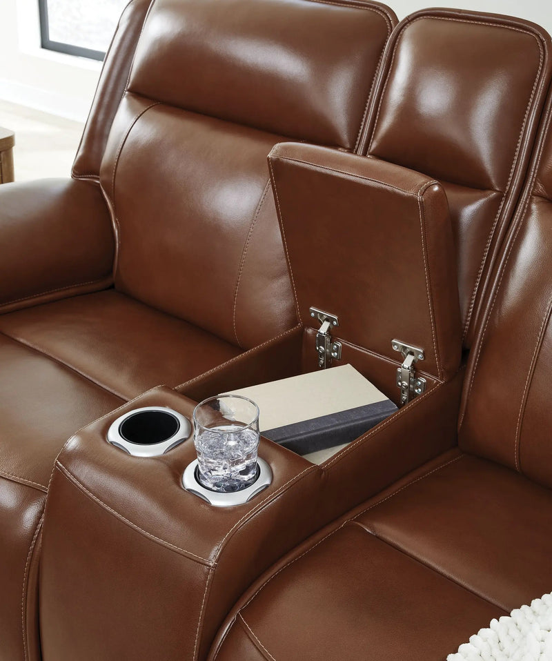Healy Pier - Power Reclining Loveseat With Console / Adj Headrest - Chocolate by Unique Piece Furniture