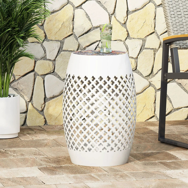 Roswell Outdoor Side Table With Mosaic Tile Top by HouseOfZazla