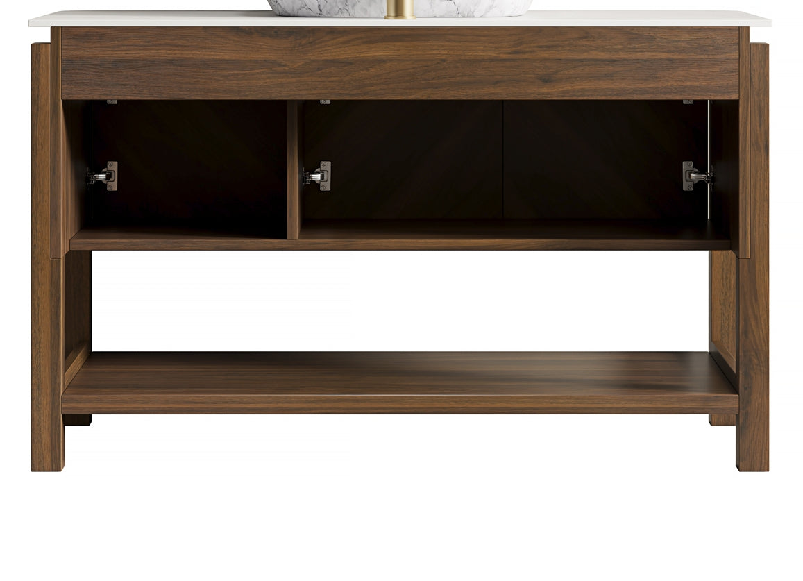 Indigo 48'' Freestanding Cabinet with 3 Doors & Open Shelf, Carrara by HouseOfZazla