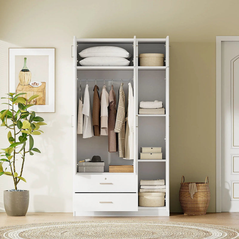 Modern 3 Door Mirror Wardrobe With 2 Drawers And Top Cabinet by HouseOfZazla