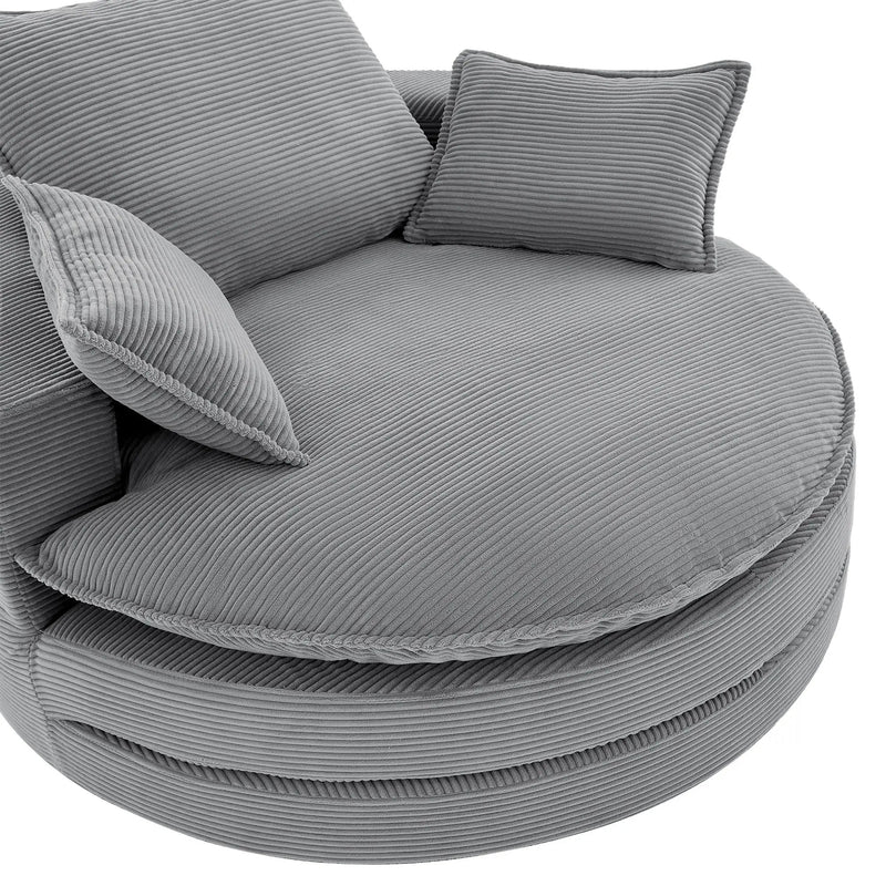 360° Swivel Accent Barrel Chair With Dual Layer Cushion And 3 Removable Pillows by HouseOfZazla