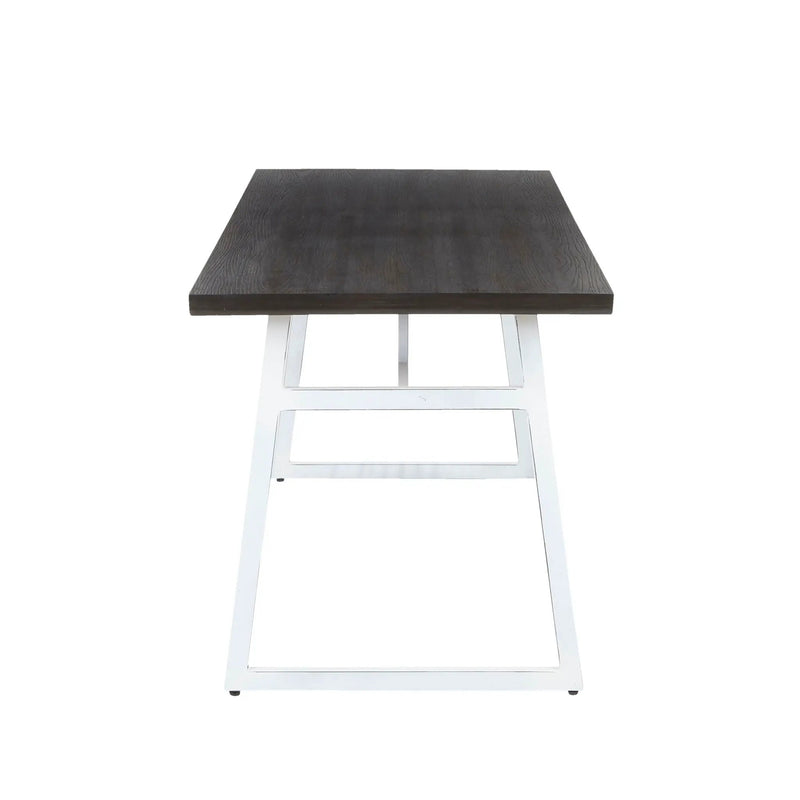 Geo - Industrial Dining Table - Vintage White / Espresso by HouseOfZazla
