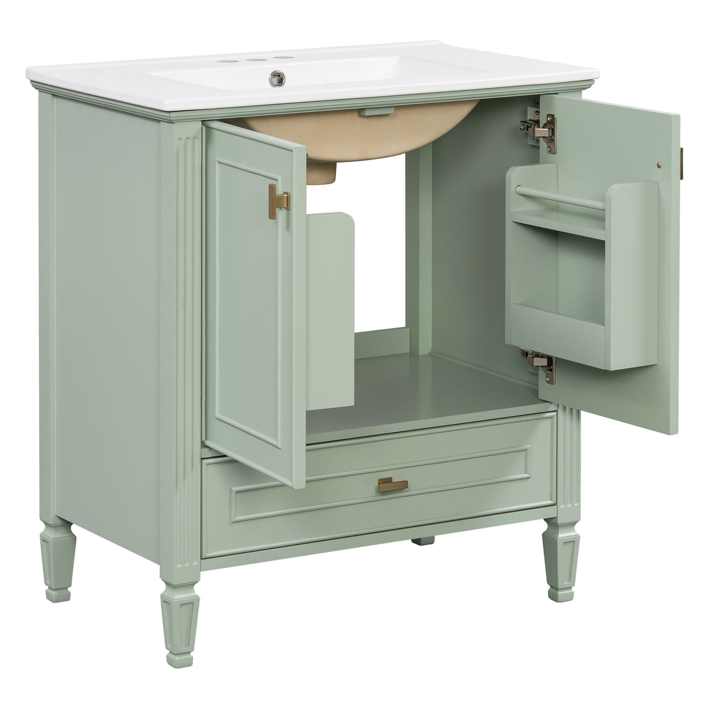 Freestanding Vanity With 1 Drawer & 2 Soft Close Doors With Door Mounted Storage by HouseOfZazla