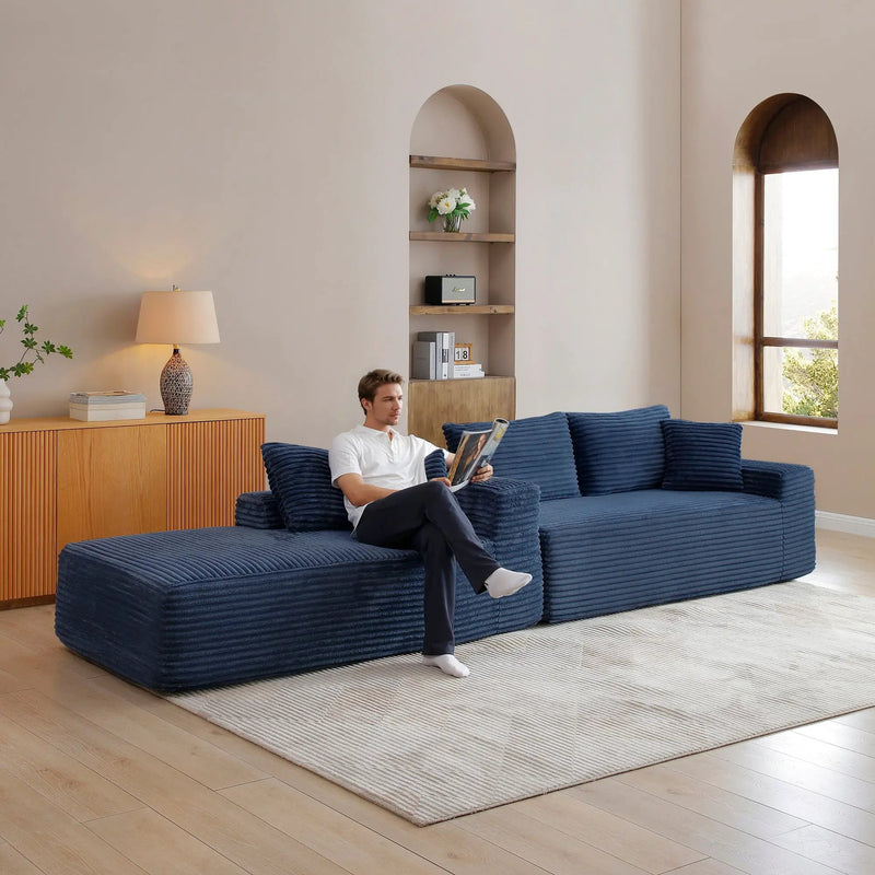 105'' Modular Sectional Sofa with Deep Seat and Chaise by HouseOfZazla