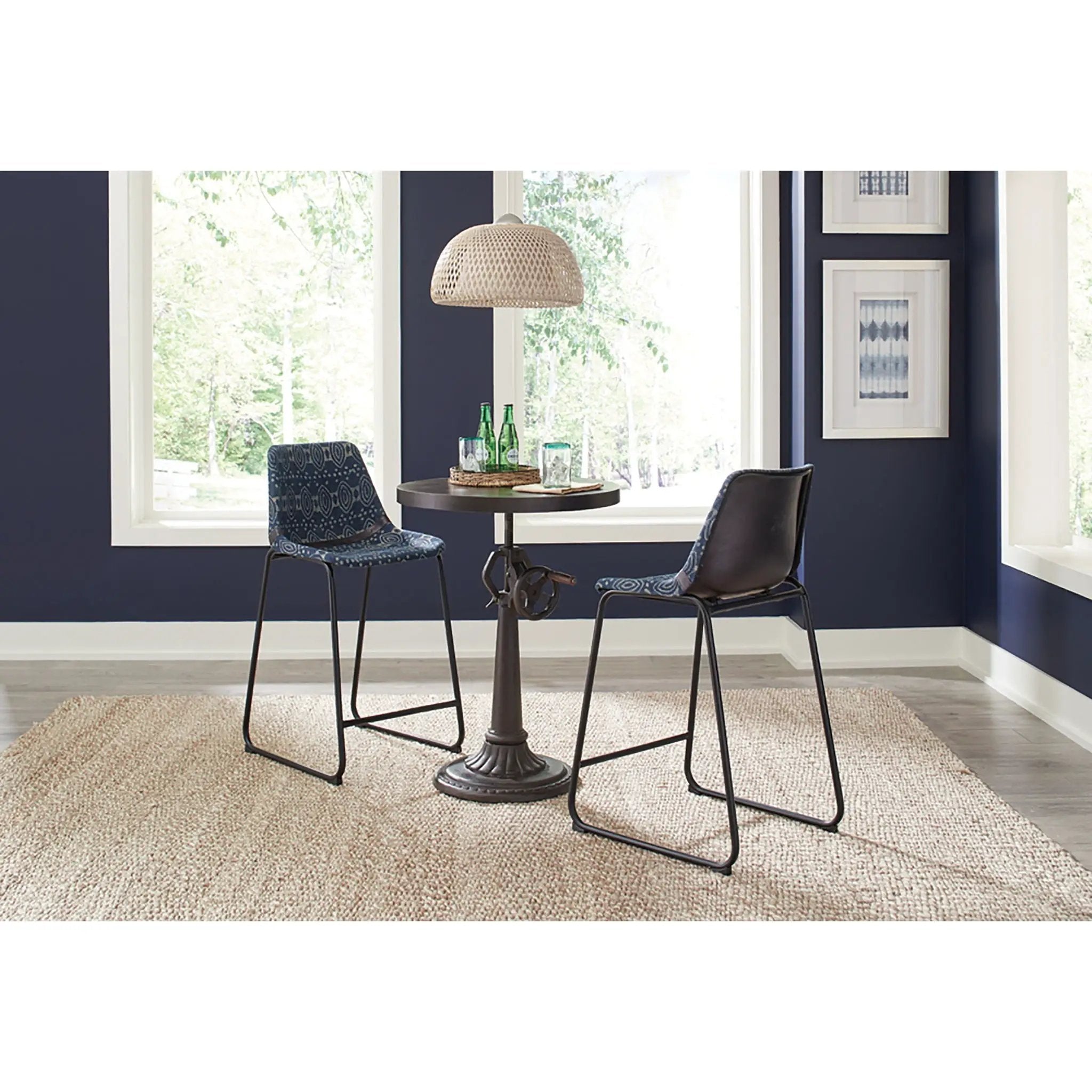 Claire - Canvas Upholstered Counter Chair (Set of 2) - Blue by HouseOfZazla