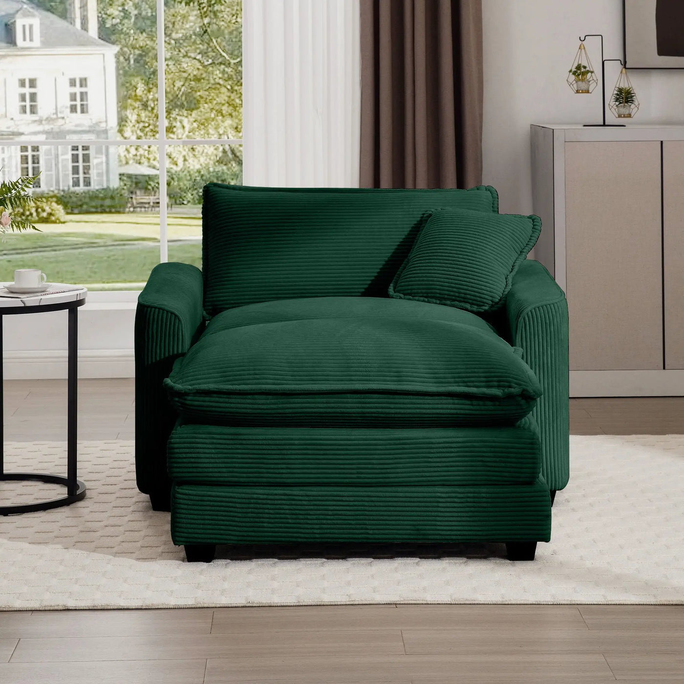 Classic Modern Comfortable Single Chair Deep Seat Sofa With Footstool by HouseOfZazla