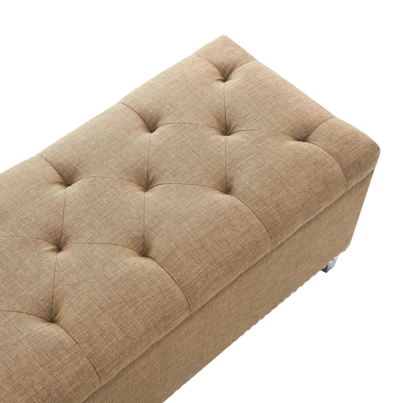 Button-Tufted Storage Ottoman With Safety Close Hinge by HouseOfZazla