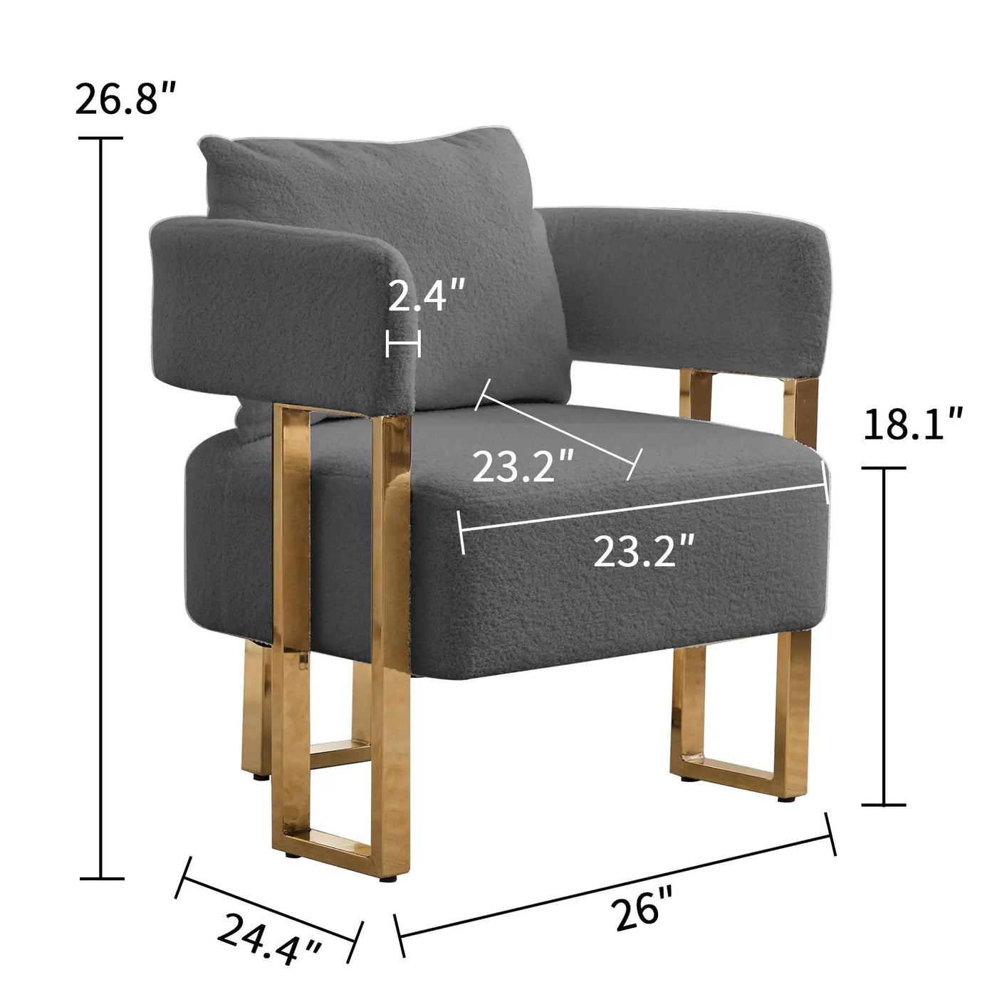 Modern Decorative Chair Teddy Fleece Upholstered And Metal Foot by HouseOfZazla