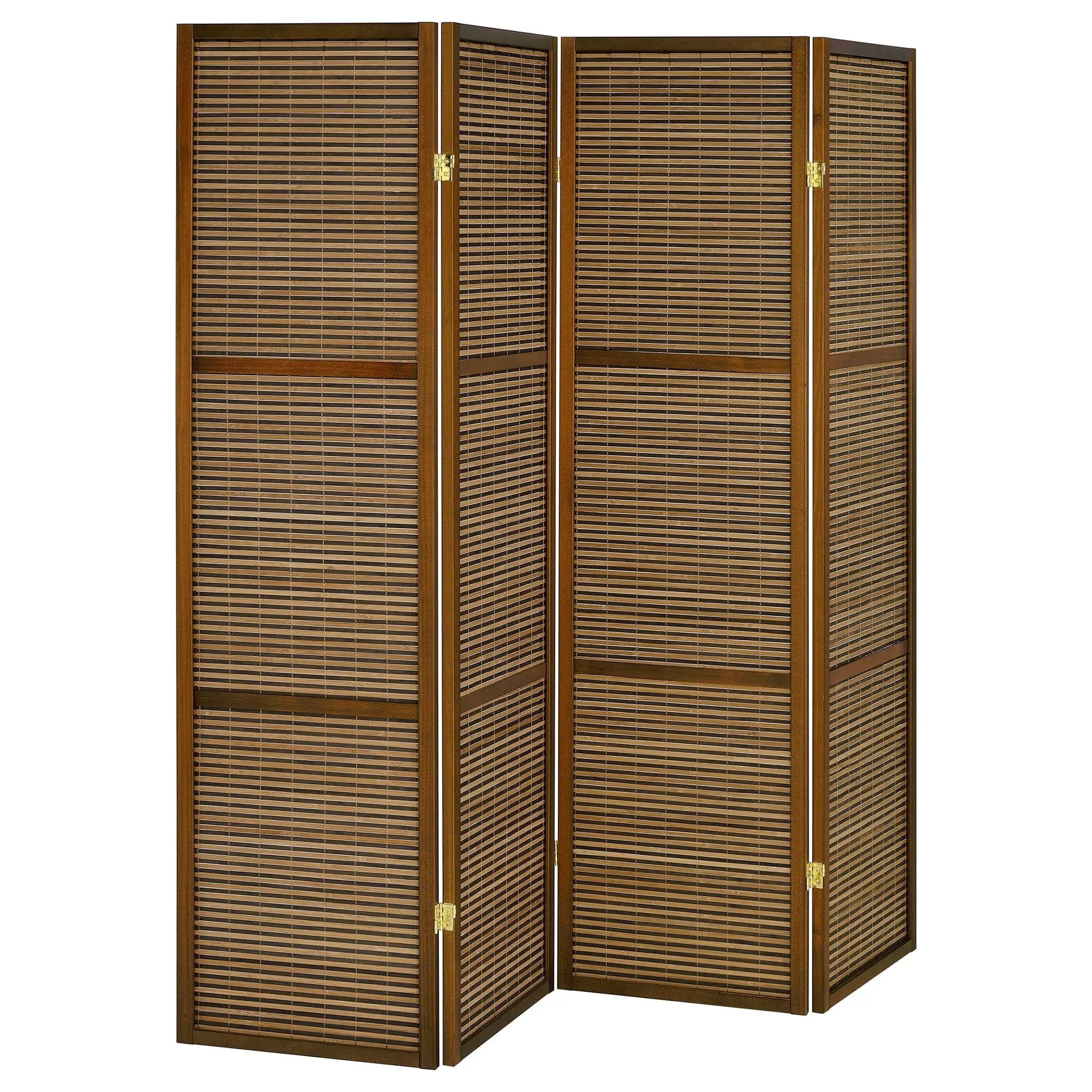 Browning 4-panel Bamboo Room Divider Folding Screen Walnut by Unique Piece Furniture
