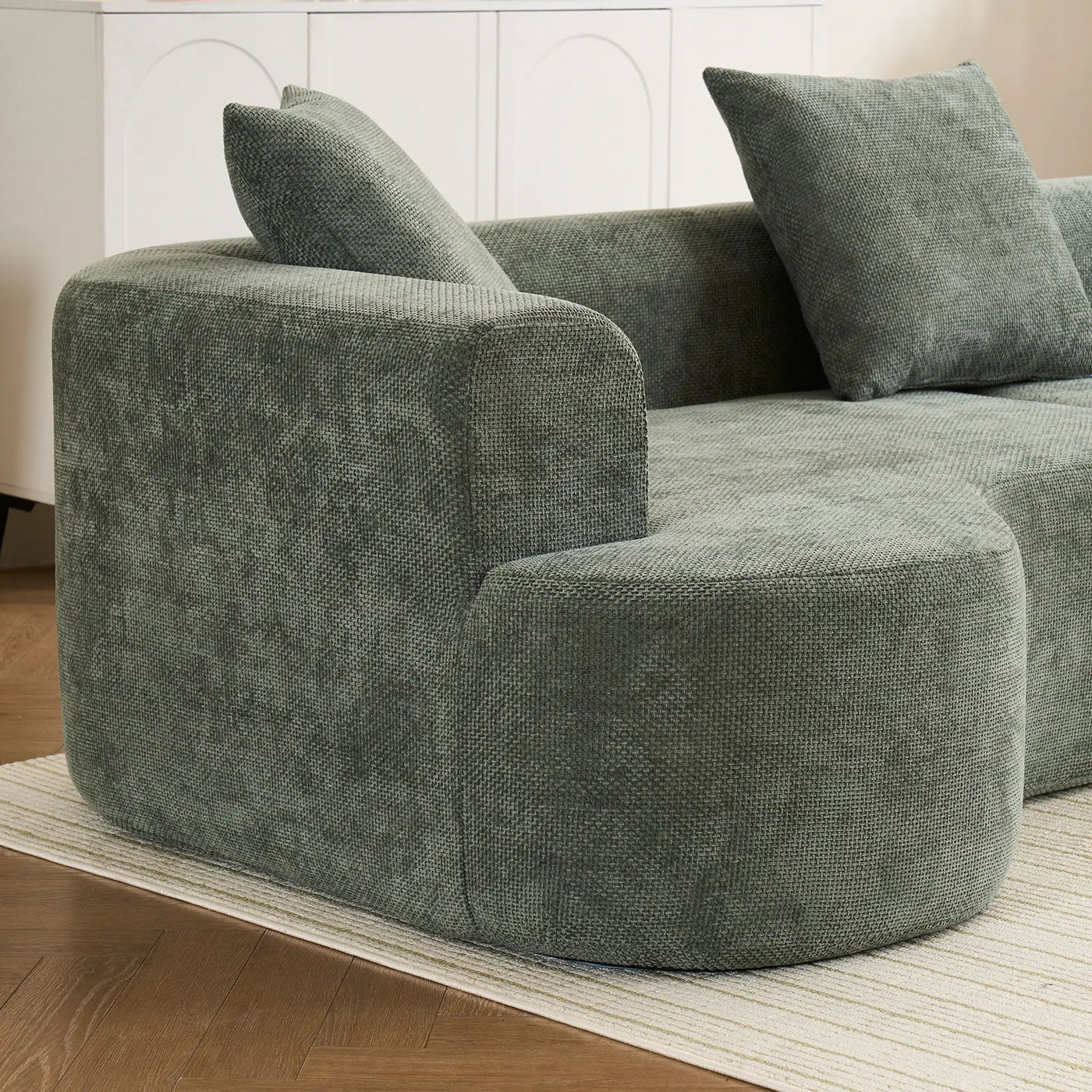 Modern Style Ultra Smooth Curved Sofa With 3 Pillows by Unique Piece Furniture