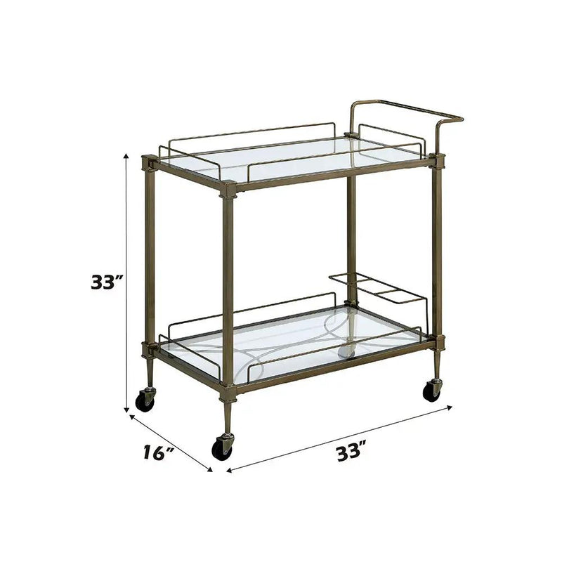 Aditya - Serving Cart - Mirrored & Antique Brass by Unique Piece Furniture