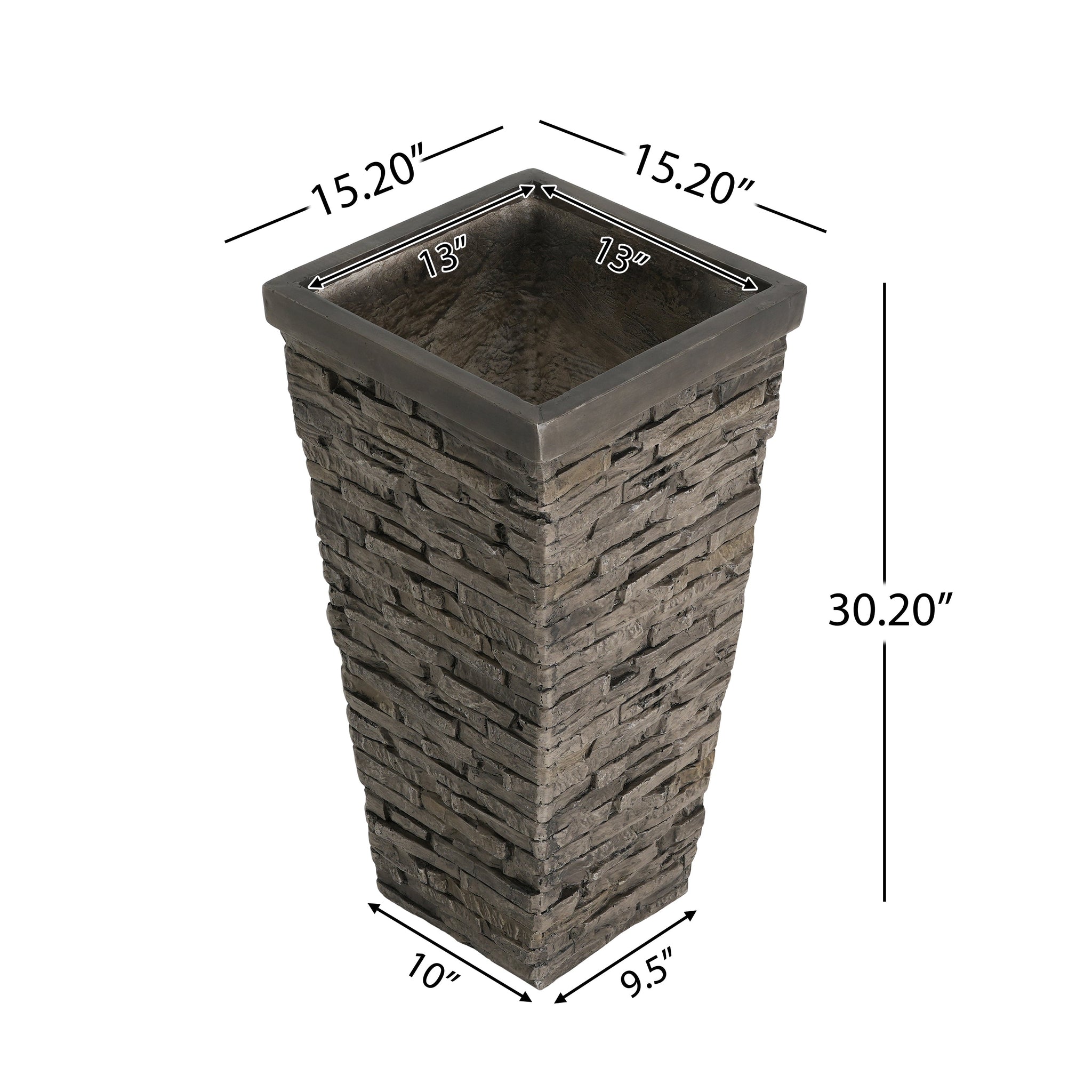 Tall Stone-Effect Square Planter by HouseOfZazla