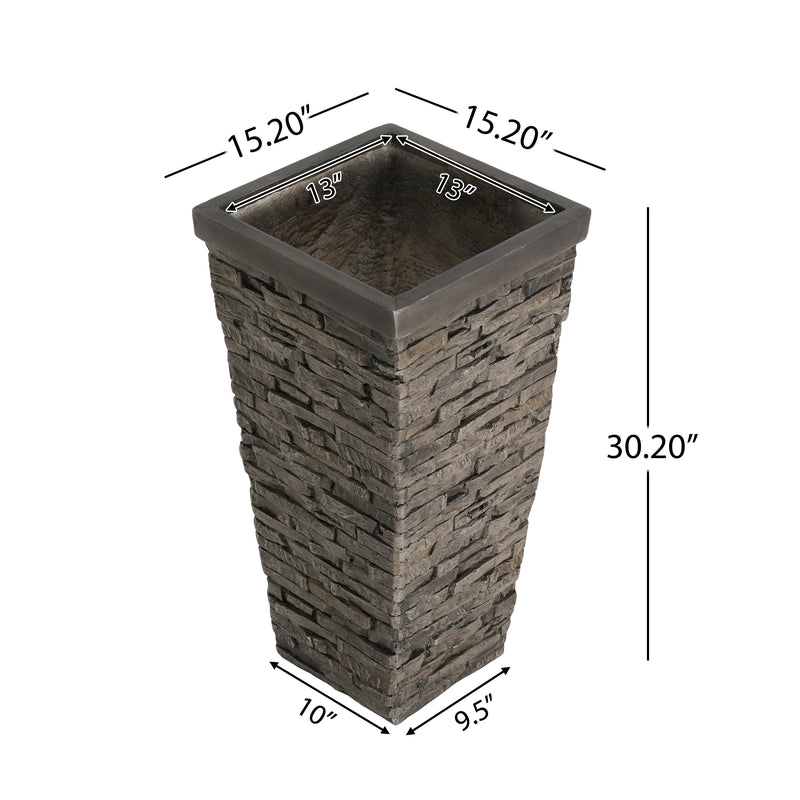 Tall Stone-Effect Square Planter by HouseOfZazla