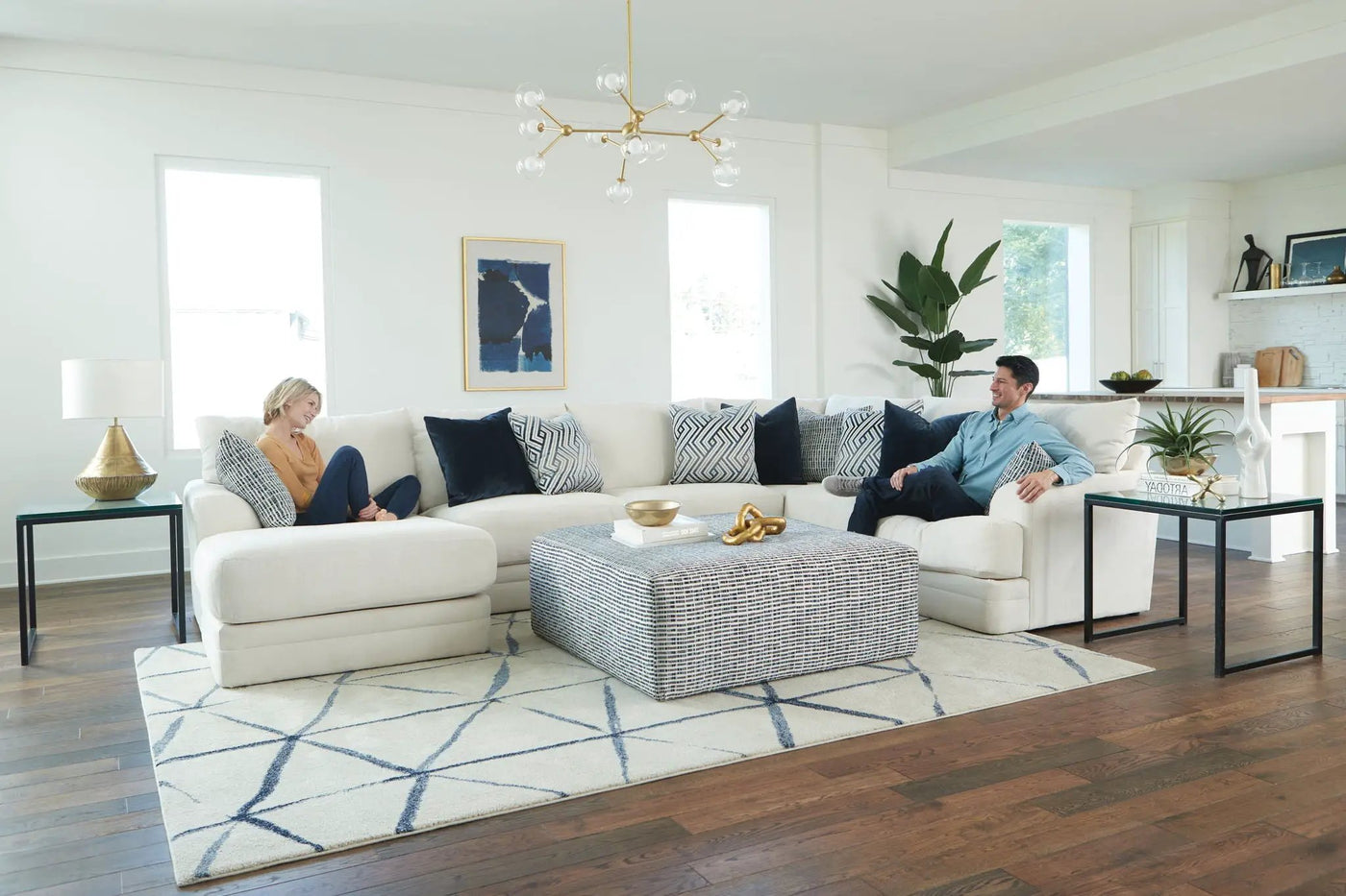 Polaris - Sectional With Comfort Coil Seating, 9 Included Accent Pillows And Included Cocktail Ottoman by Unique Piece Furniture