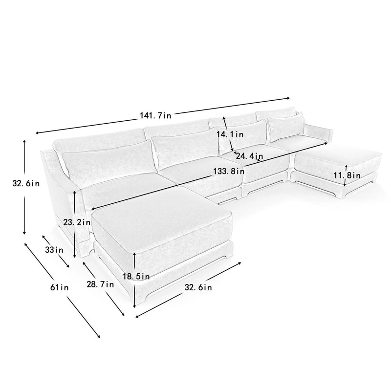 Stylish Sofa With Ottoman And Lumbar Pillows, Ergonomic Design by HouseOfZazla