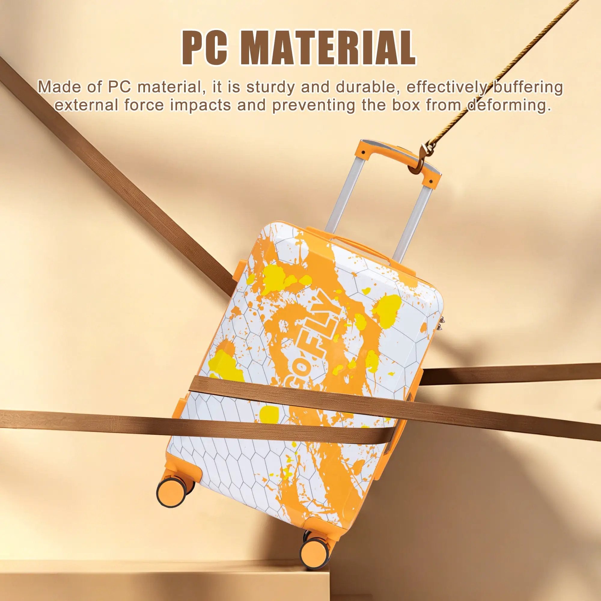 20 Inch PC Spinner Wheel Luggage, Carry-On Suitcase - Orange by HouseOfZazla