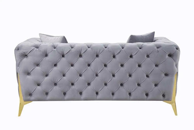 Jelanea - Loveseat With 2 Pillows - Gray Velvet & Gold by Unique Piece Furniture
