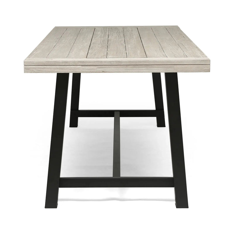 Equilibrium Outdoor Dining Table with Wooden Frame and Slat Top by HouseOfZazla