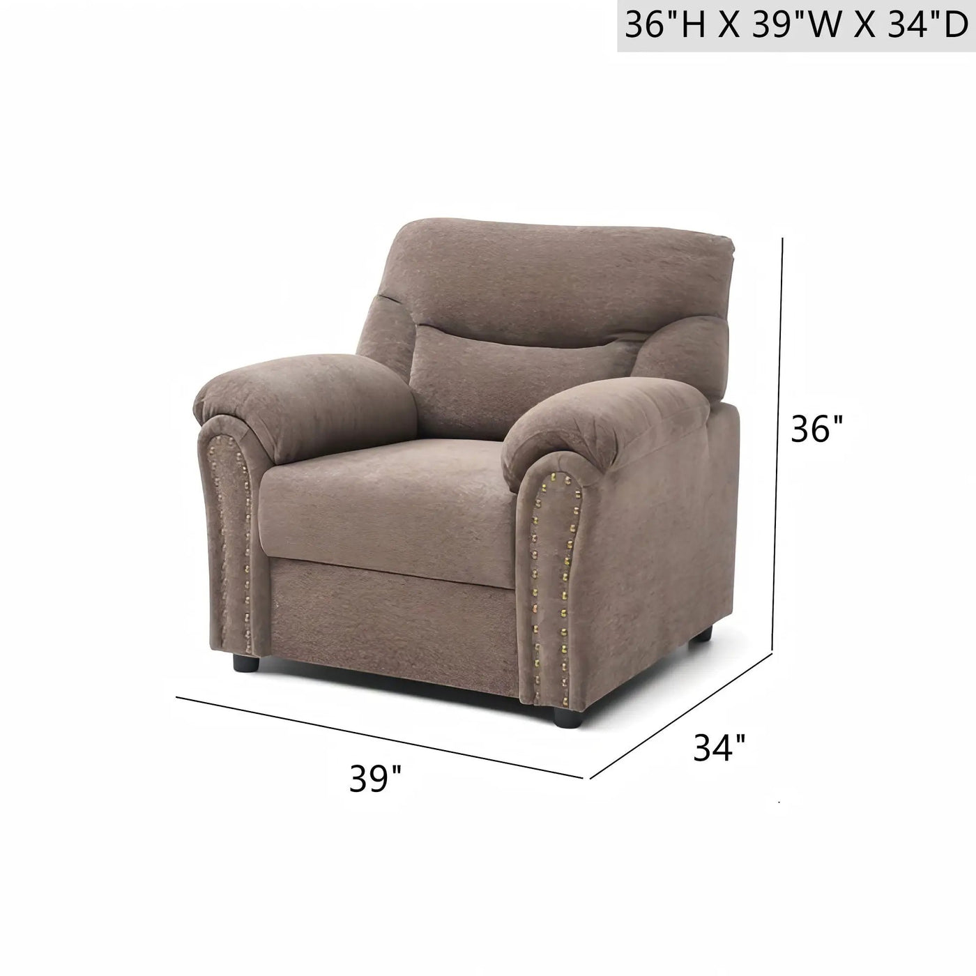 Hamilton - Chair With Hand Applied Nailhead Trim And Pillow Top Arm Cushions by HouseOfZazla