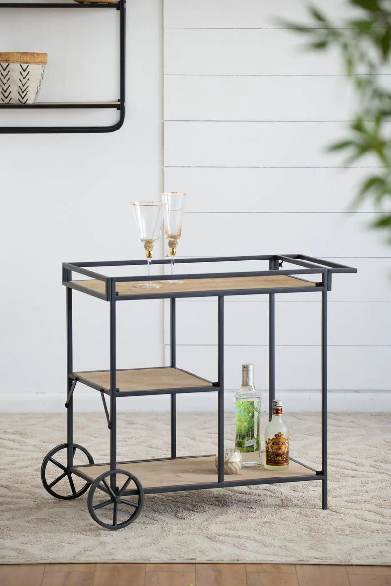 Shelf With Wheel - Black / Brown by Unique Piece Furniture