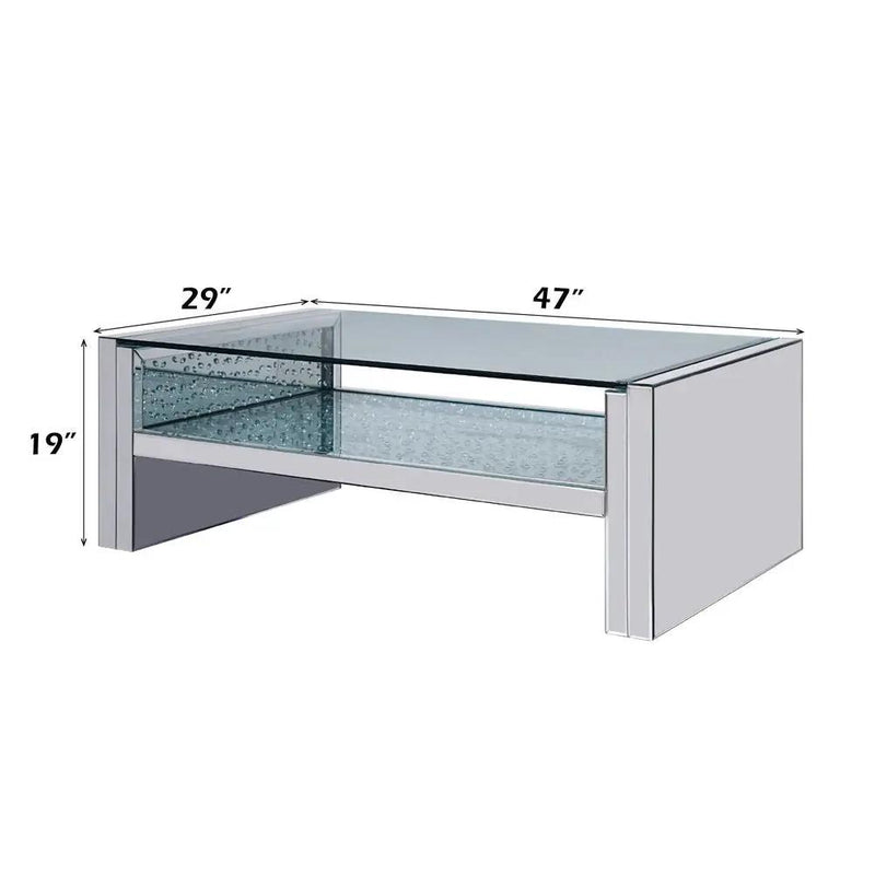Nysa - 47" Coffee Table - Mirrored & Faux Crystals by Unique Piece Furniture