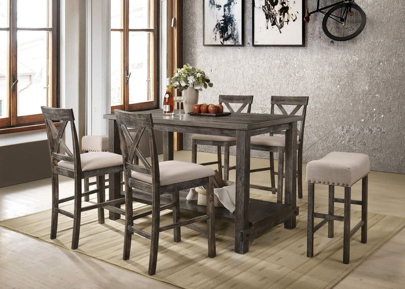 Gray Counter Height 7-Piece Dining Room Set with Modern Design - Martha II