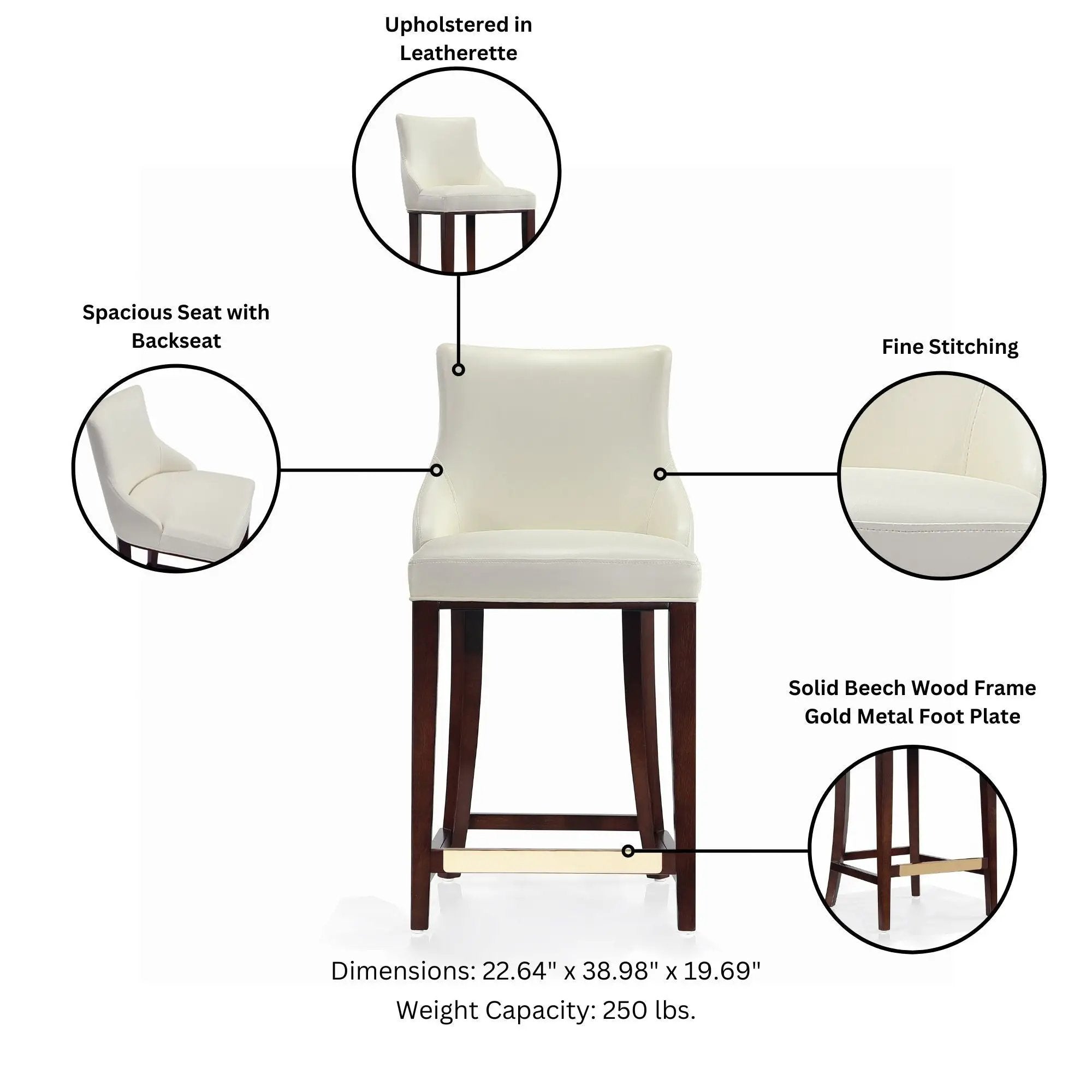 Shubert - Counter Stool - Ivory by HouseOfZazla