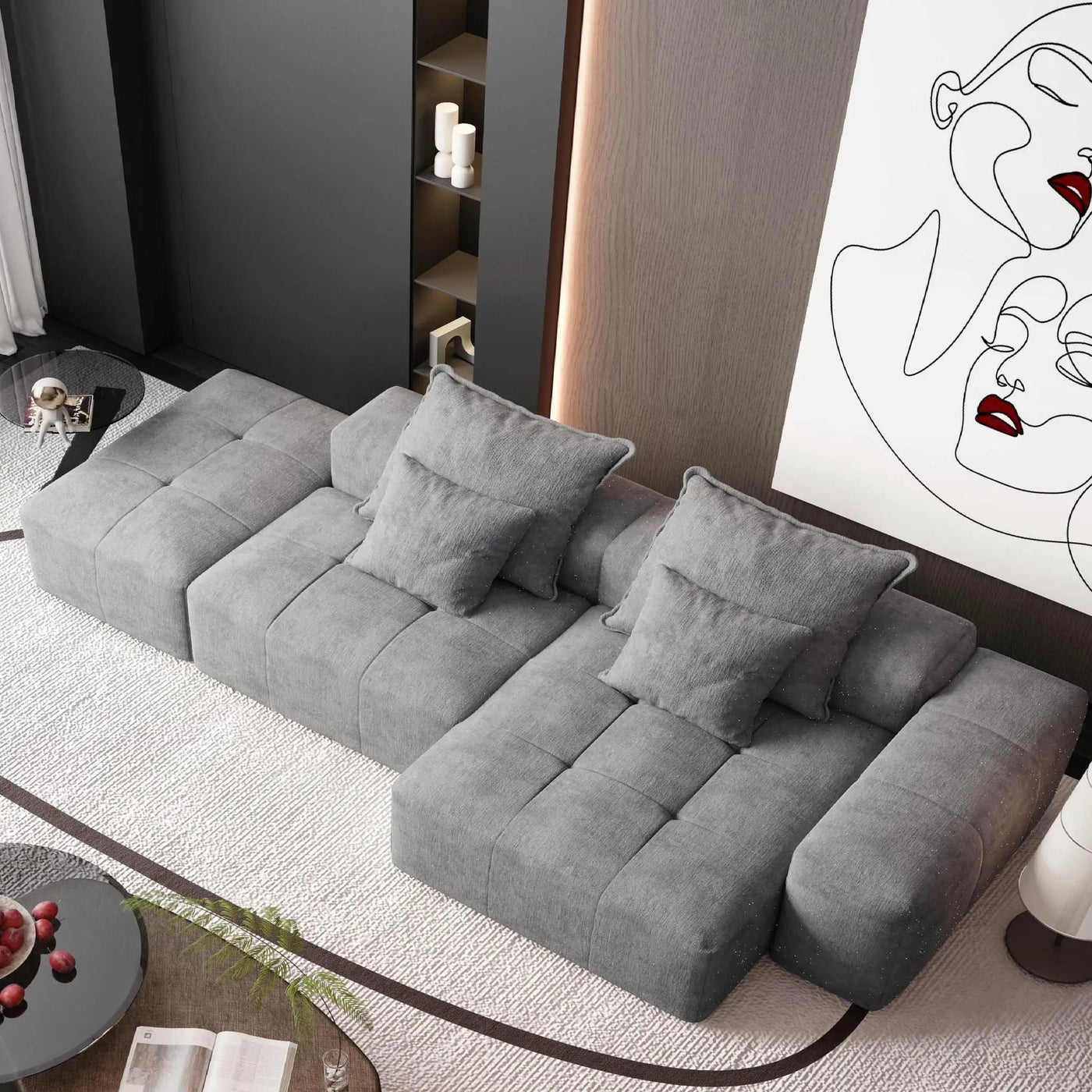 Modern Oversized DIY Combination Modular Sectional Sofa With Pillows by HouseOfZazla