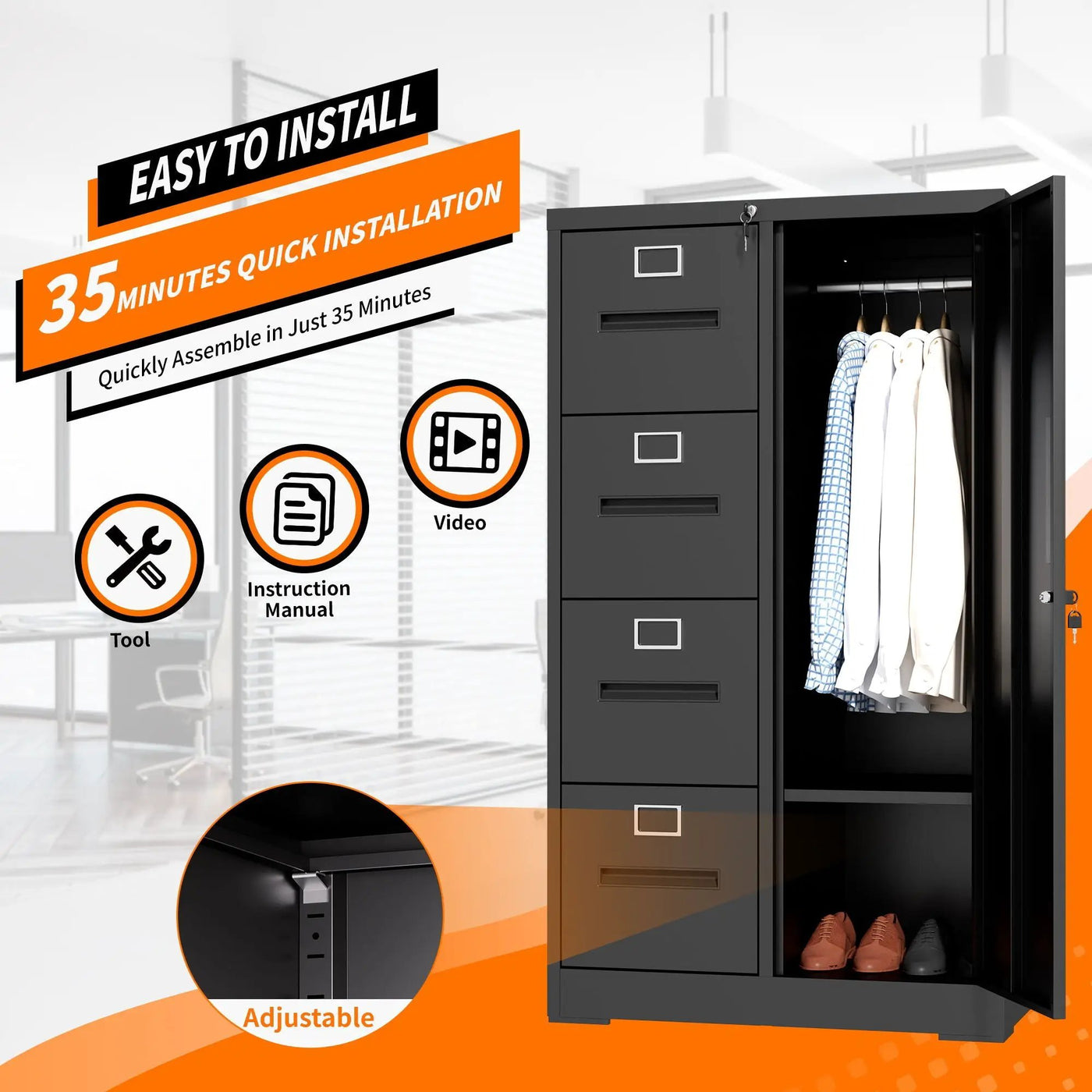 Storage Vertical Filing Cabinet With Lock by HouseOfZazla