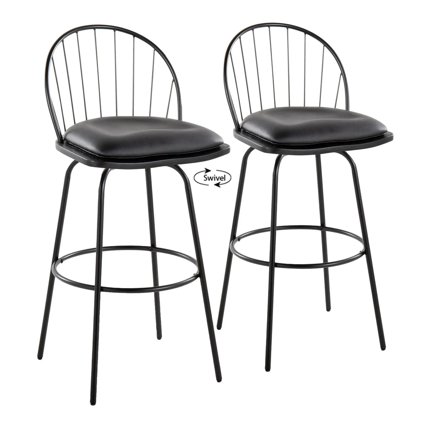Riley - Claire Farmhouse Fixed Height Barstool With Swivel With Round Footrest (Set of 2) by HouseOfZazla