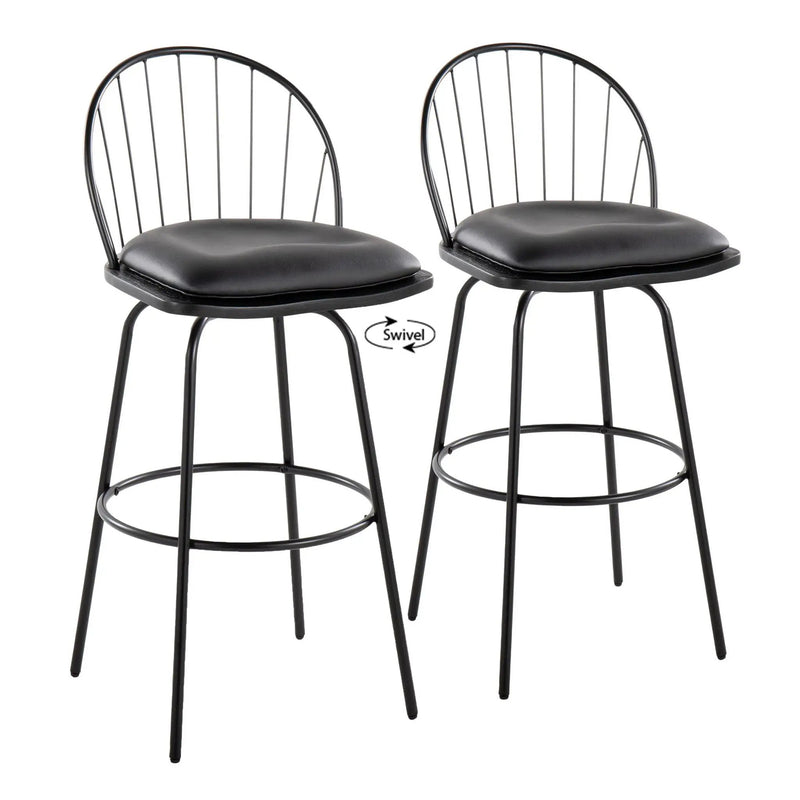 Riley - Claire Farmhouse Fixed Height Barstool With Swivel With Round Footrest (Set of 2) by HouseOfZazla